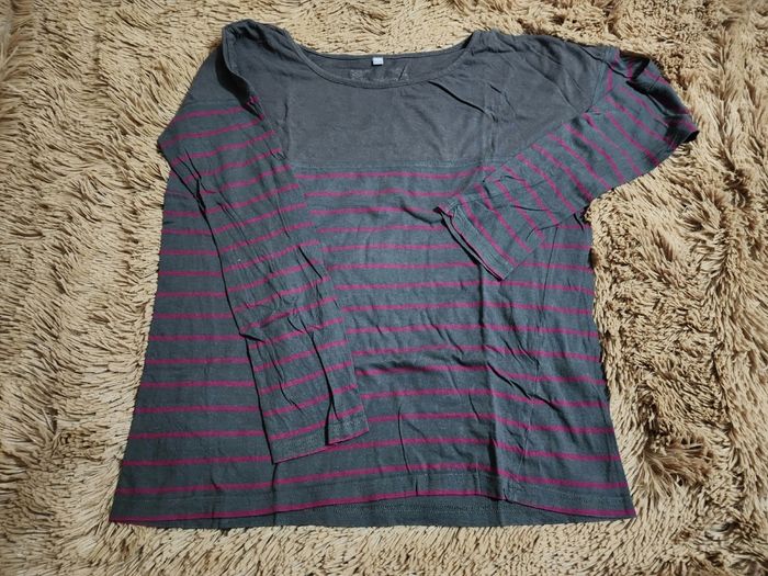 Tee-shirt à Manches Longues à rayures rose - photo numéro 2