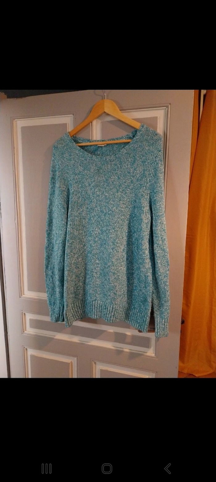 Pull hiver bleu moucheté taille XL