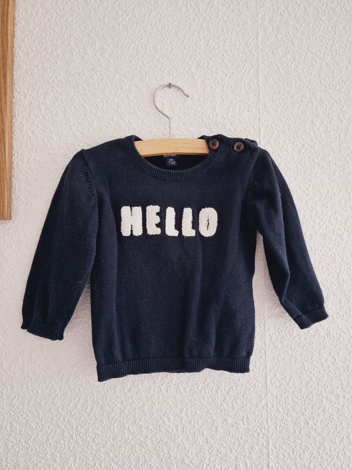 Kiabi - Pull manches longues, col rond - "Hello" (12 mois) - photo numéro 2