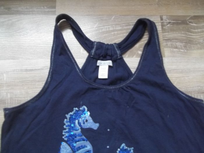 Débardeur bleu marine sequins hippocampes Okaïdi (2) 12 ans/152 cm - photo numéro 2