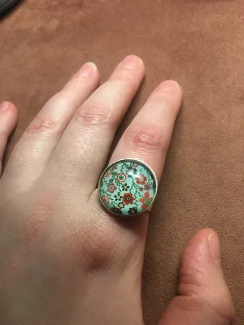 Bague cabochon fleurs