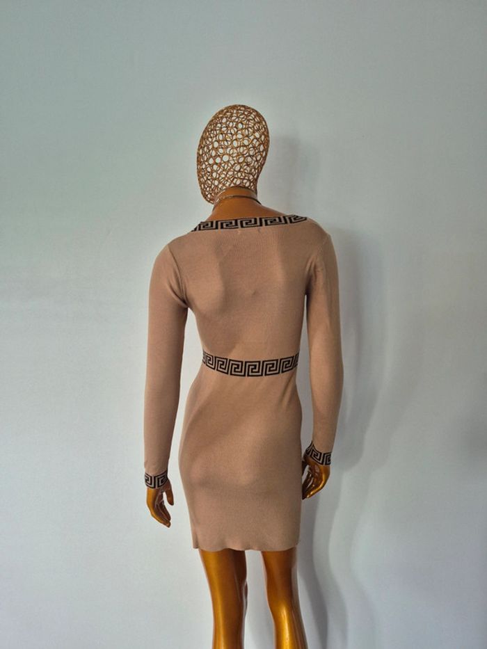 Robe Camel et Noire Manches Longues Femme Taille Unique - photo numéro 2