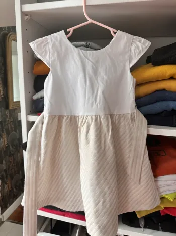 Robe de cérémonie OKAÏDI 3a fille blanche et doré
