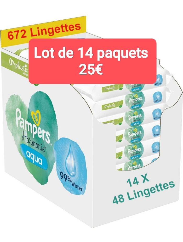 Lot lingettes bébé Pampers Harmonie Aqua