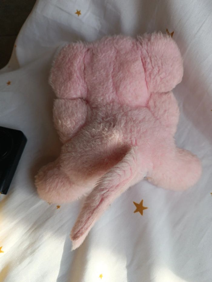 Petite peluche small doudou plush éléphant souris mouse rose pink ajena vintage vtg boulgom hochet - photo numéro 6