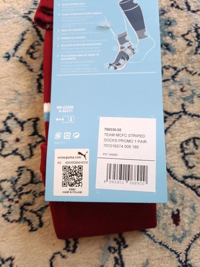 Chaussettes de foot Puma équipe Manchester City taille 47/49 authentique neuf - photo numéro 8