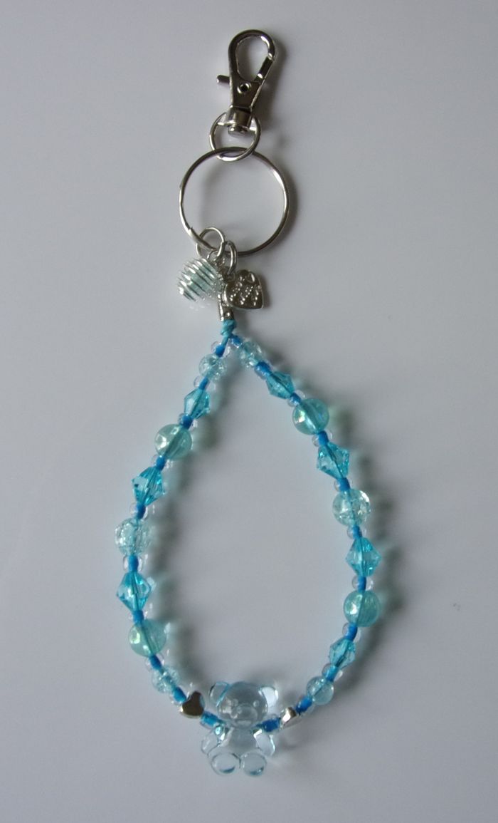 Porte clé ou Déco de sac à main ourson bleu