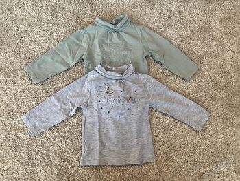 Lot de 2 tee-shirts col roulé manches longues thèmes nuit neige pailletée fille - 9 mois - orchestra