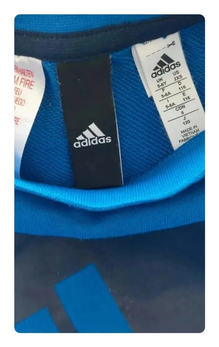 Sweat Adidas bleu - Sportwear, en très bon état, taille 5/6 ans - photo numéro 2