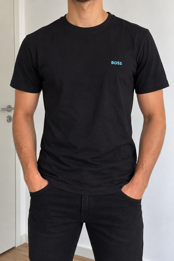 006 - T-shirt BOSS noir logo bleu – Taille S