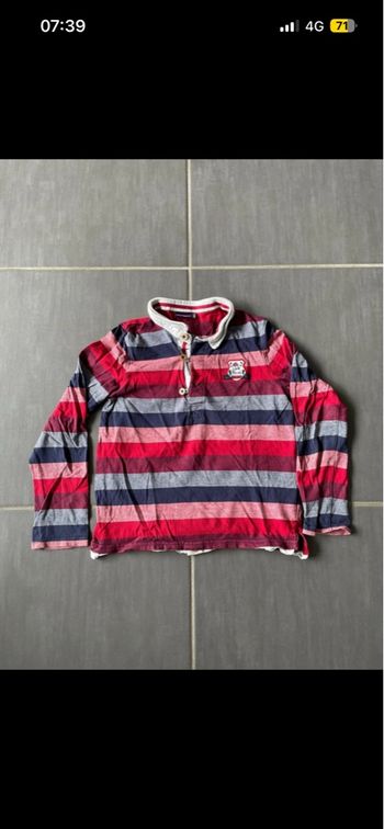 Polo manches longues garçon pull sweat col rouge multicolore motifs 9ans