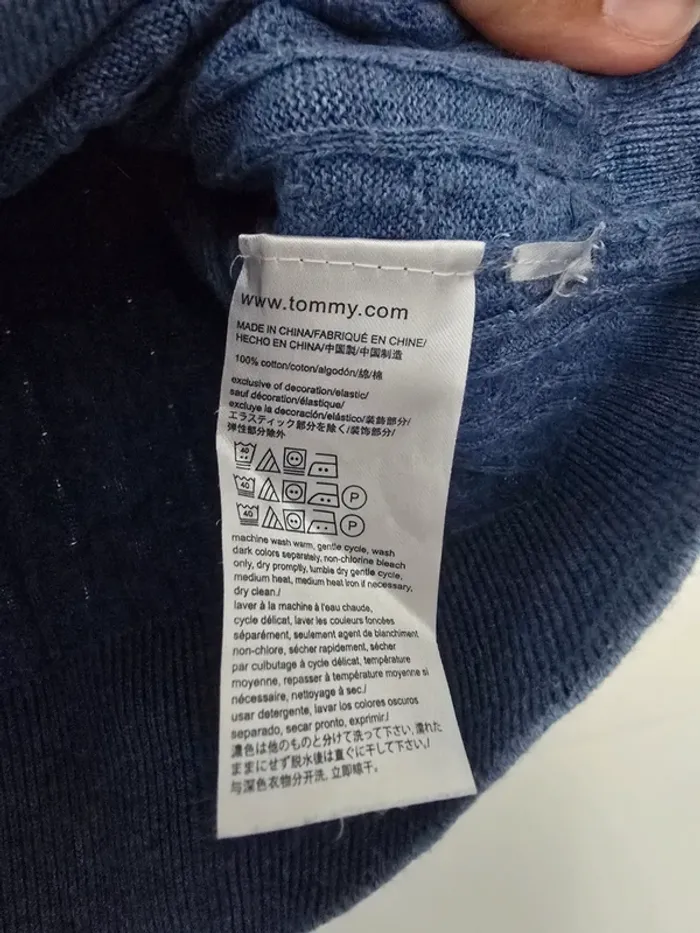 Pull en maille Tommy Hilfiger bleu - photo numéro 4