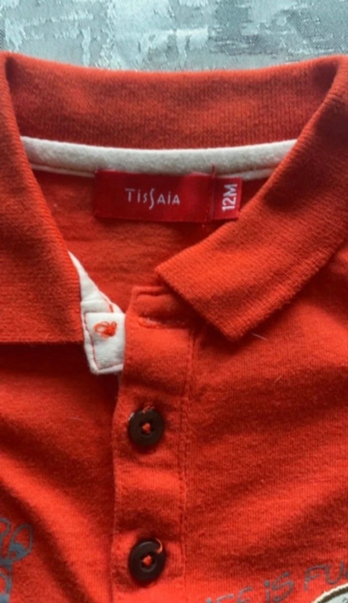 Polo manches courtes garçon – Orange à motifs – 12 mois - photo numéro 3