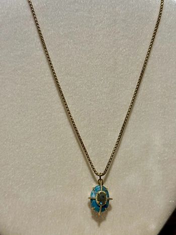 Collier chaîne épaisse habaha Paris pendentif jade bleu et vert