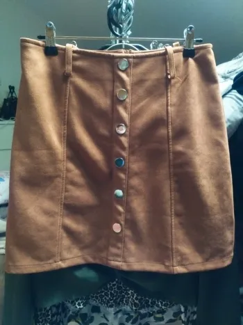 Jupe courte camel en suédine My Chic