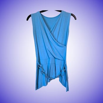 Top Cache Cœur Sans Manches Décolleté V Chaîne Métallique Amovible Bleu Ciel Turquoise Taille 40 L Très Bon État