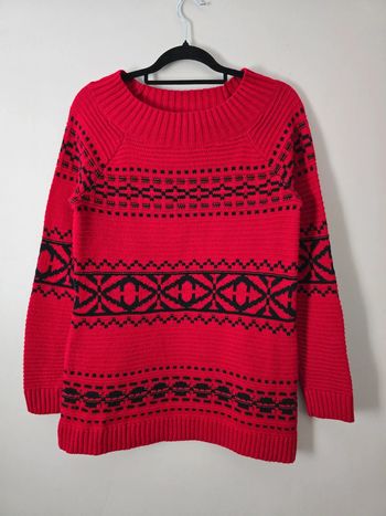 Pull Chaps col rond rouge à motif femme taille S – Élégant, tendance et confortable
