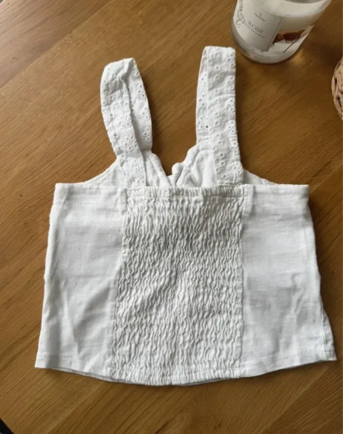 Crop top blanc broderie Zara fille 9 ans - photo numéro 6