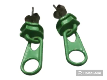 Boucles d'oreilles fermeture éclair verte
