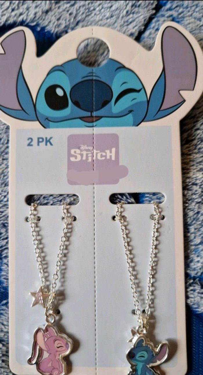 Lot de 2 colliers Stitch et Angel