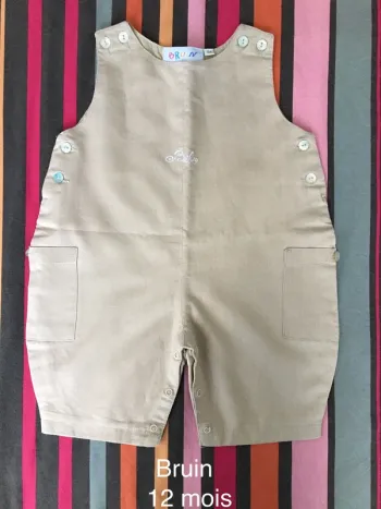 Salopette jambes courtes en lin 12 mois