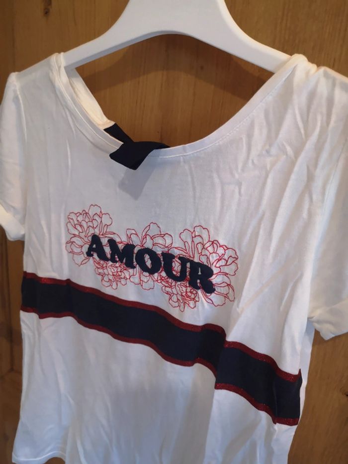 T-shirt Naf naf en blanc et bleu marine Xs - photo numéro 3