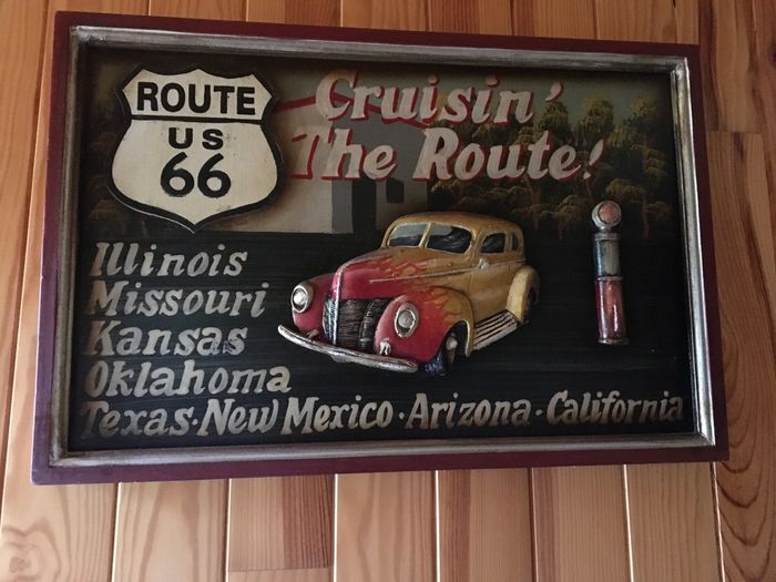 Cadre rétro en bois route 66 US Cruisin’ the road