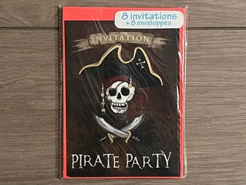 8 Cartes d’invitations + 8 enveloppes Pirates Party Cartes d’art
