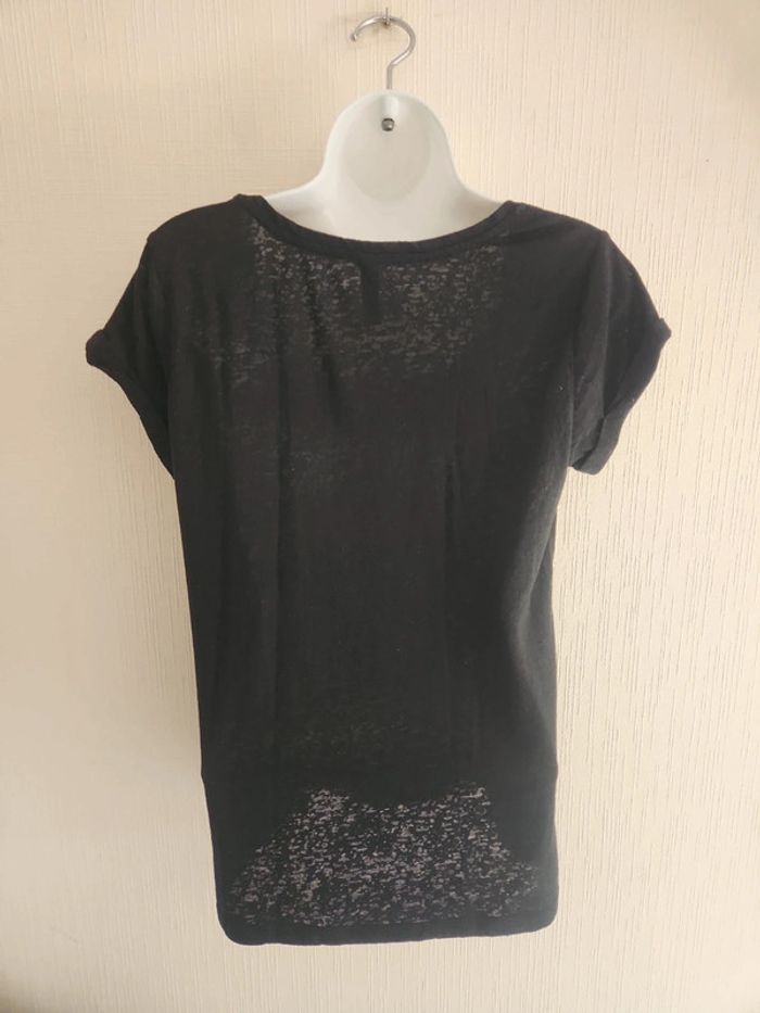 Tee-shirt noir manches courtes avec poche poitrine - photo numéro 7