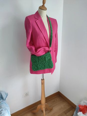 sac crochet façon paille vert