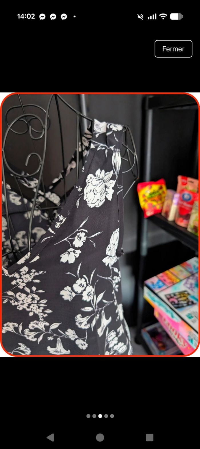 Débardeur fluide floral noir et blanc - AKOZ de Toi Paris - Taille S en parfait état - photo numéro 3