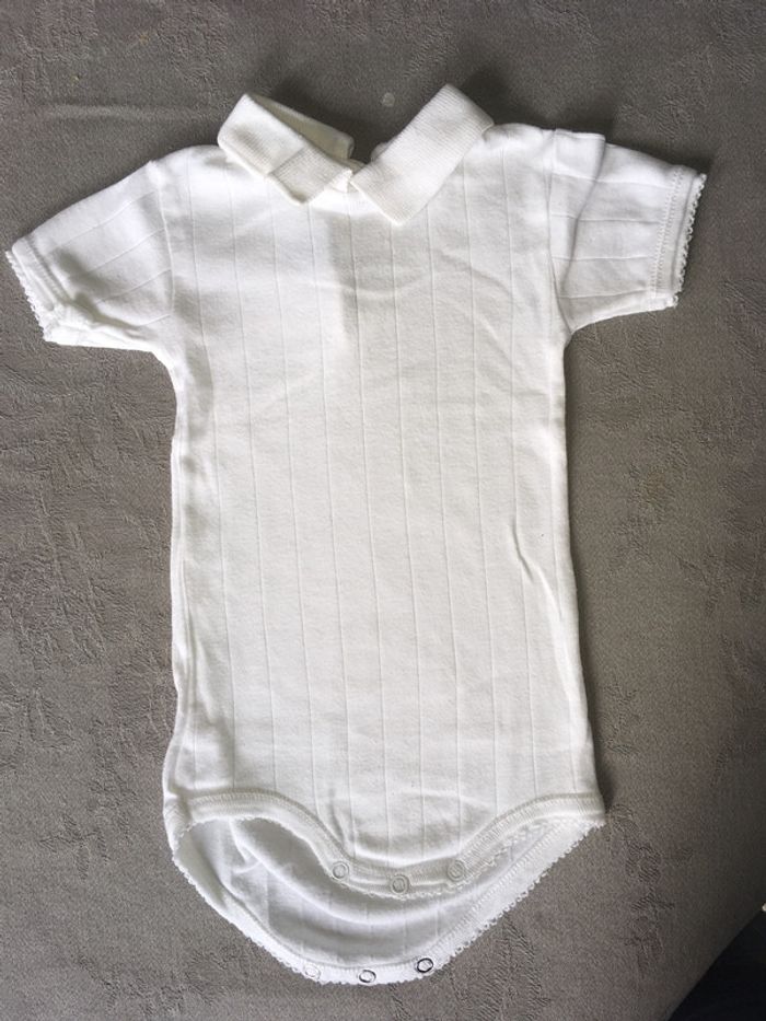 Body à col Petit Bateau, 3 mois, blanc.