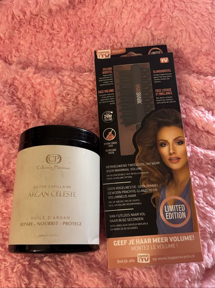 Botox capillaire collection platinium 1000ml argan céleste et brosse pro haïr Shark