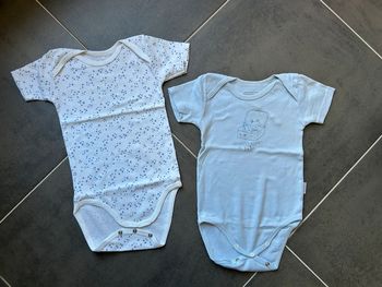 Lot de 2 bodys manches courtes bébé fille et/ou garçon p’tit bisou