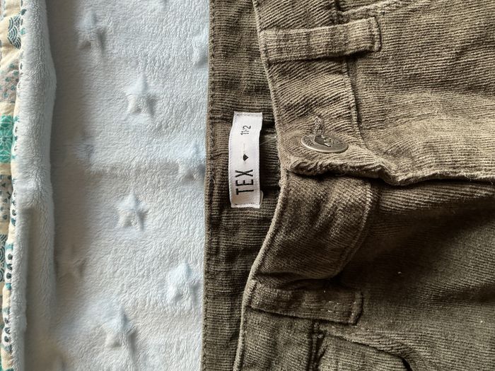 pantalon en velours kaki taille réglable 11/12 ans tex - photo numéro 3