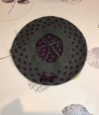 Béret fille 8/12 ans gris et violet