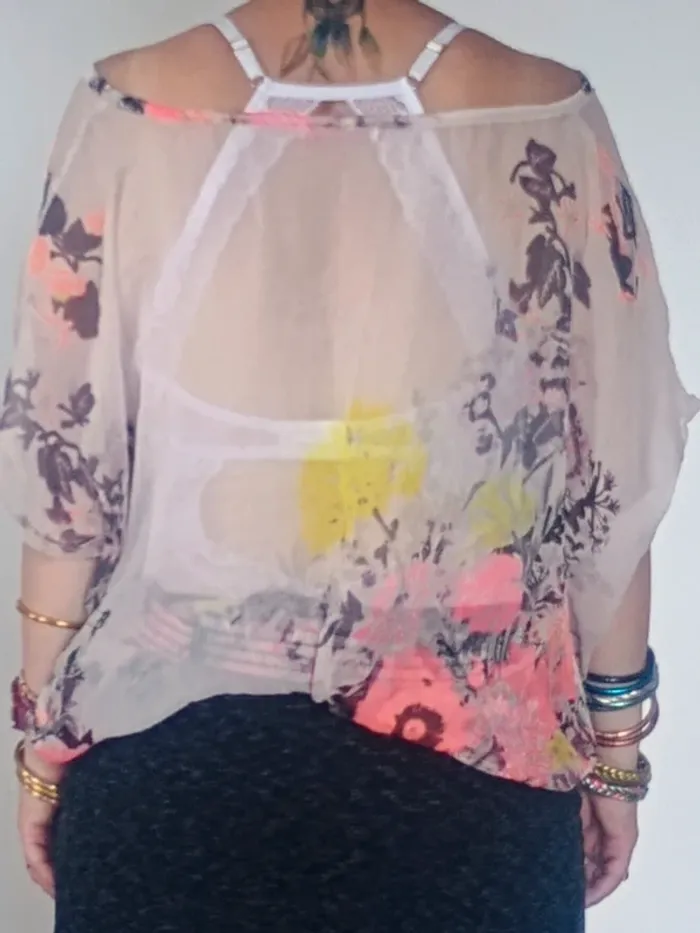 Blouse fluide transparente T42 imprimé floral - photo numéro 2