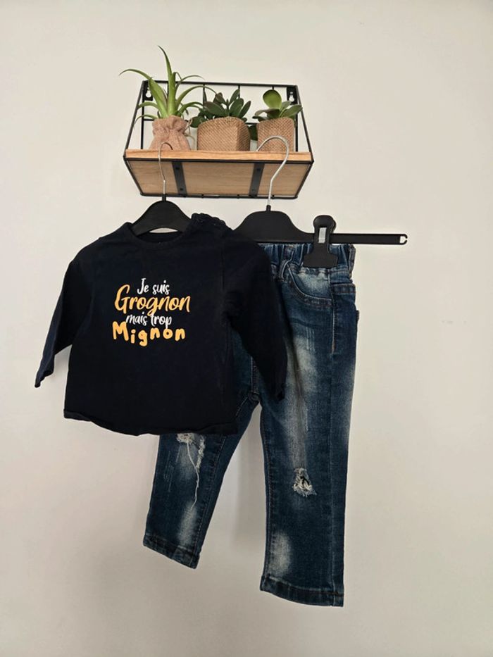 Ensemble T-shirt et jean / Kiabi et Shein 12 mois 👦
