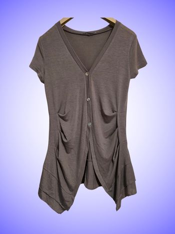Gilet Cardigan Manches Courtes Gris Taille 42 XL B&K Style