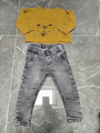 Ensemble bebe garçon sweat et jean souple 2 ans