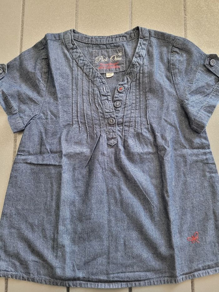 chemise jeans manches courtes pickouic taille 4 ans