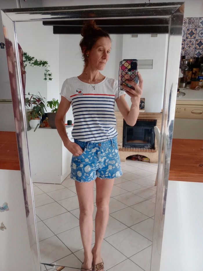 T-shirt femme s rayé Snoopy c85
