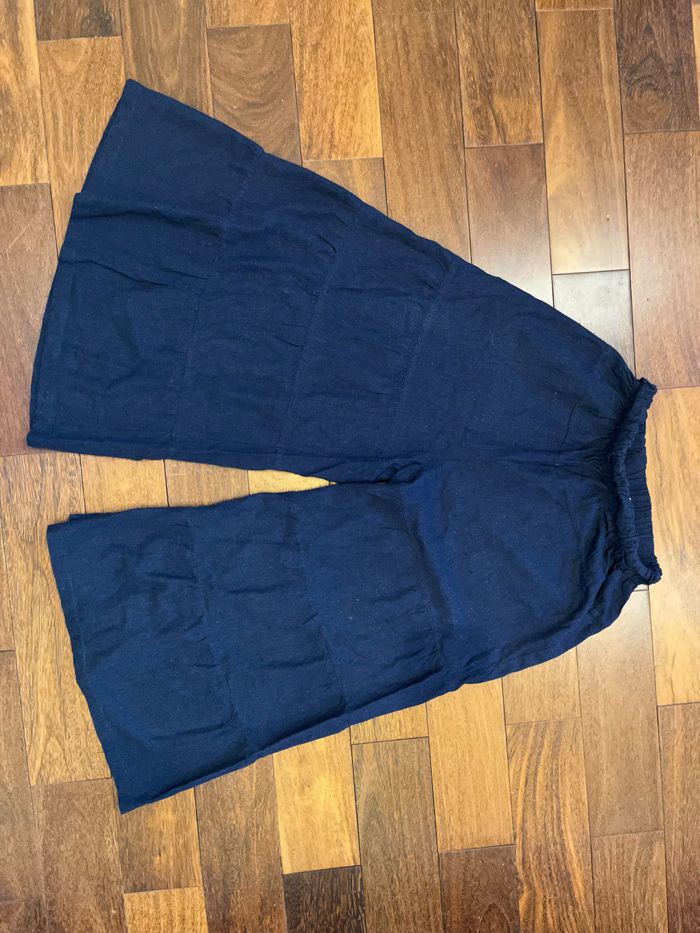 Pantalon extra large wide leg baggy bleu marine taille élastique lavish taille S - photo numéro 6