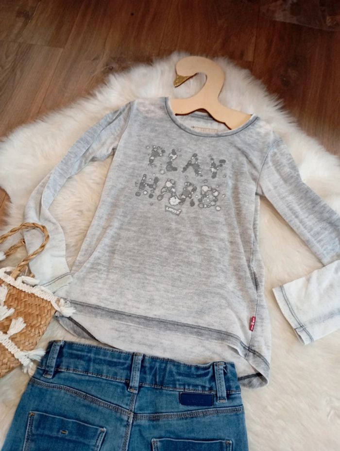 Ensemble fille 5 ans 🌸 short Okaïdi + t-shirt Levi's - photo numéro 6