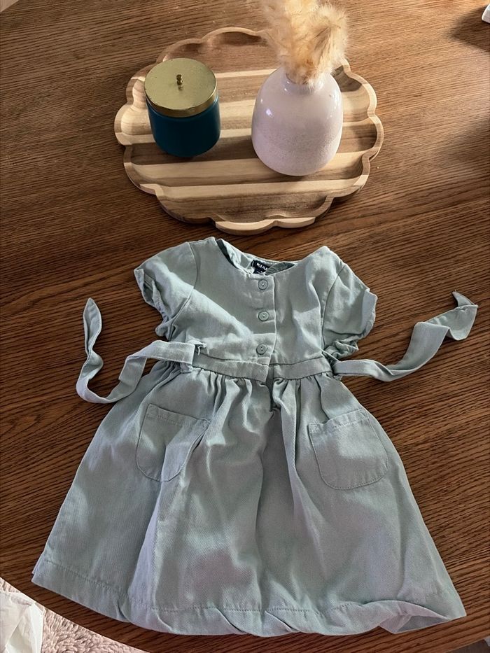 Robe en jean 9 mois verte - photo numéro 2
