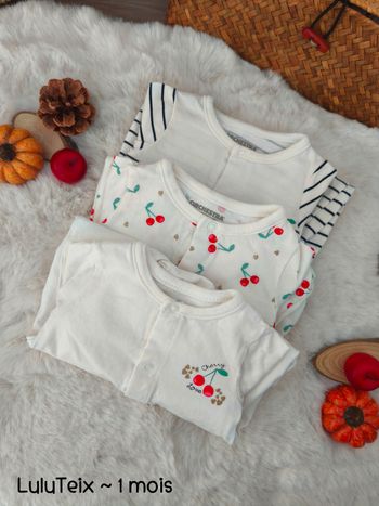 Lot de 3 pyjama collection cerise ~ 1 mois