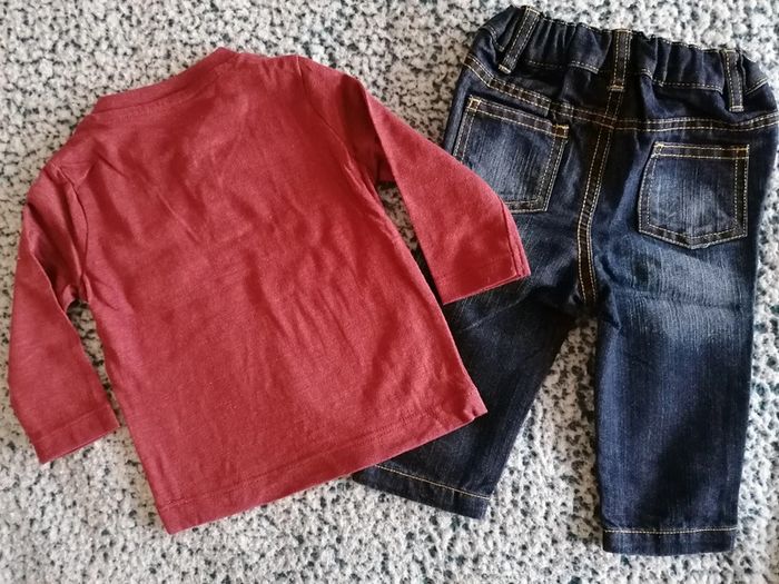 Tee-shirt et jeans garçon taille 6 mois - photo numéro 2