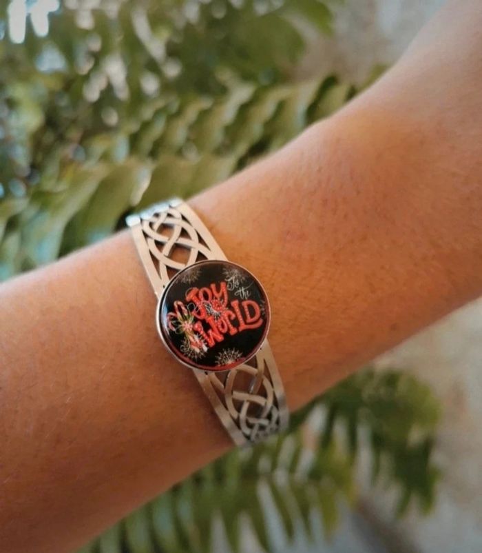 Bracelet jonc acier inoxydable bouton interchangeable réglable - photo numéro 2