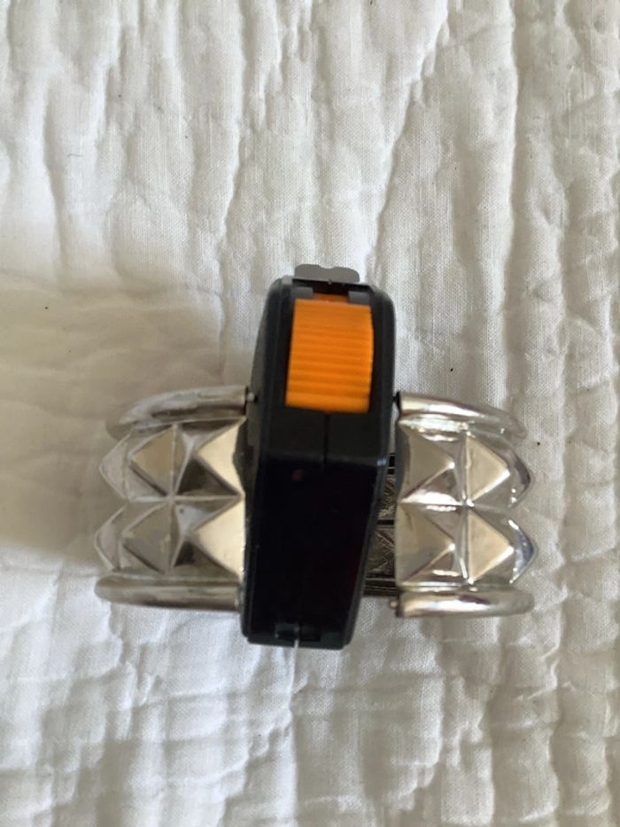 Bracelet métal argenté à charnière, motif pointes diamant - photo numéro 3