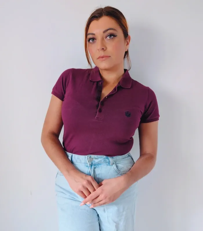 Polo manches courtes violet bordeaux classique The Kooples Taille 36